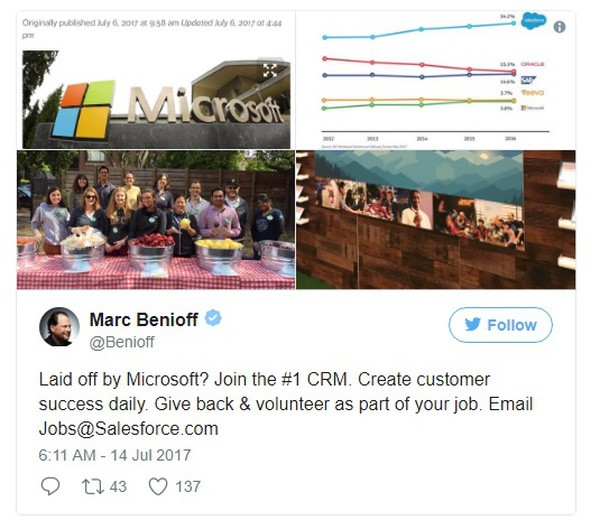 Microsoft sa thải hàng nghìn nhân viên, ngay lập tức CEO Salesforce kêu gọi: Hãy gửi CV cho chúng tôi!