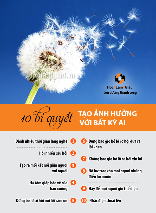 10 bí quyết tạo ảnh hưởng với bất kỳ ai